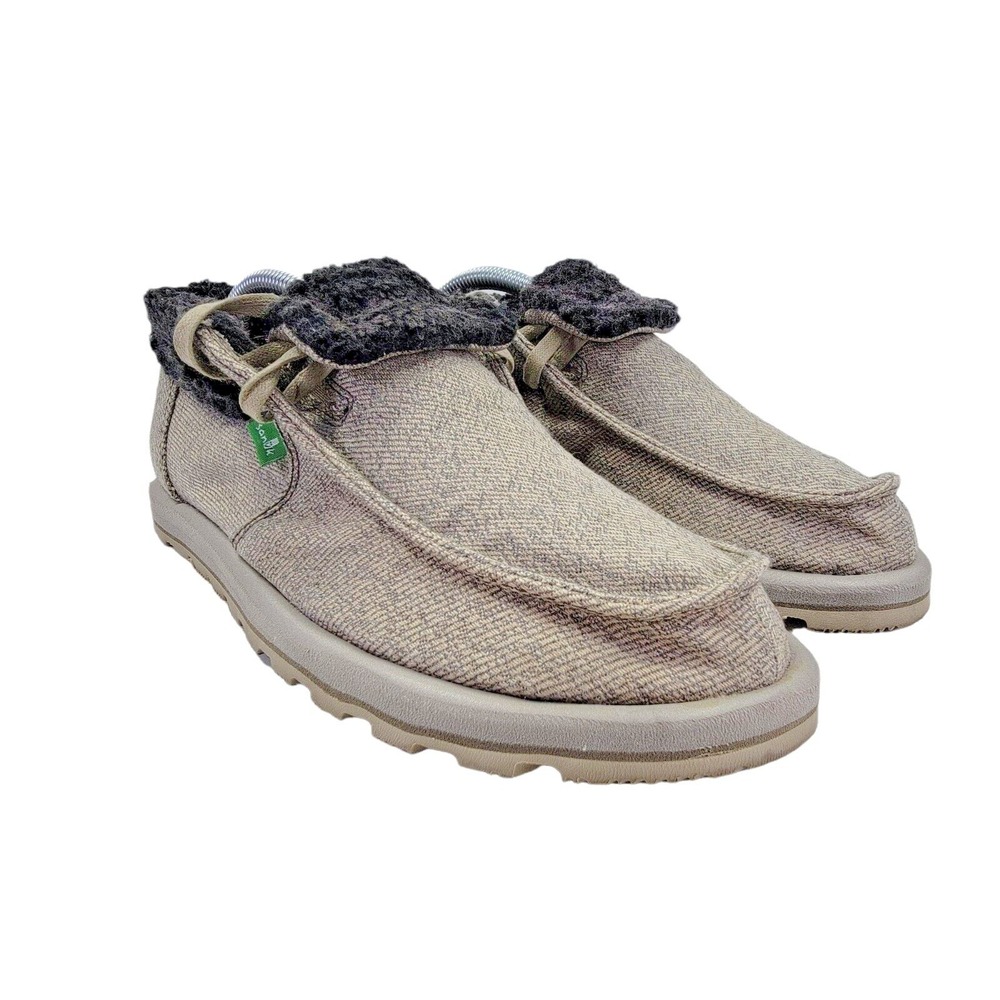 Sanuk Sunbrella Womens Size 10‎ Brown Sherpa Canvas Casual Chukka Loafers